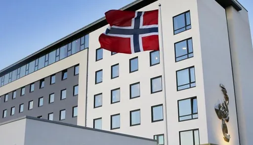 A flag on a building
